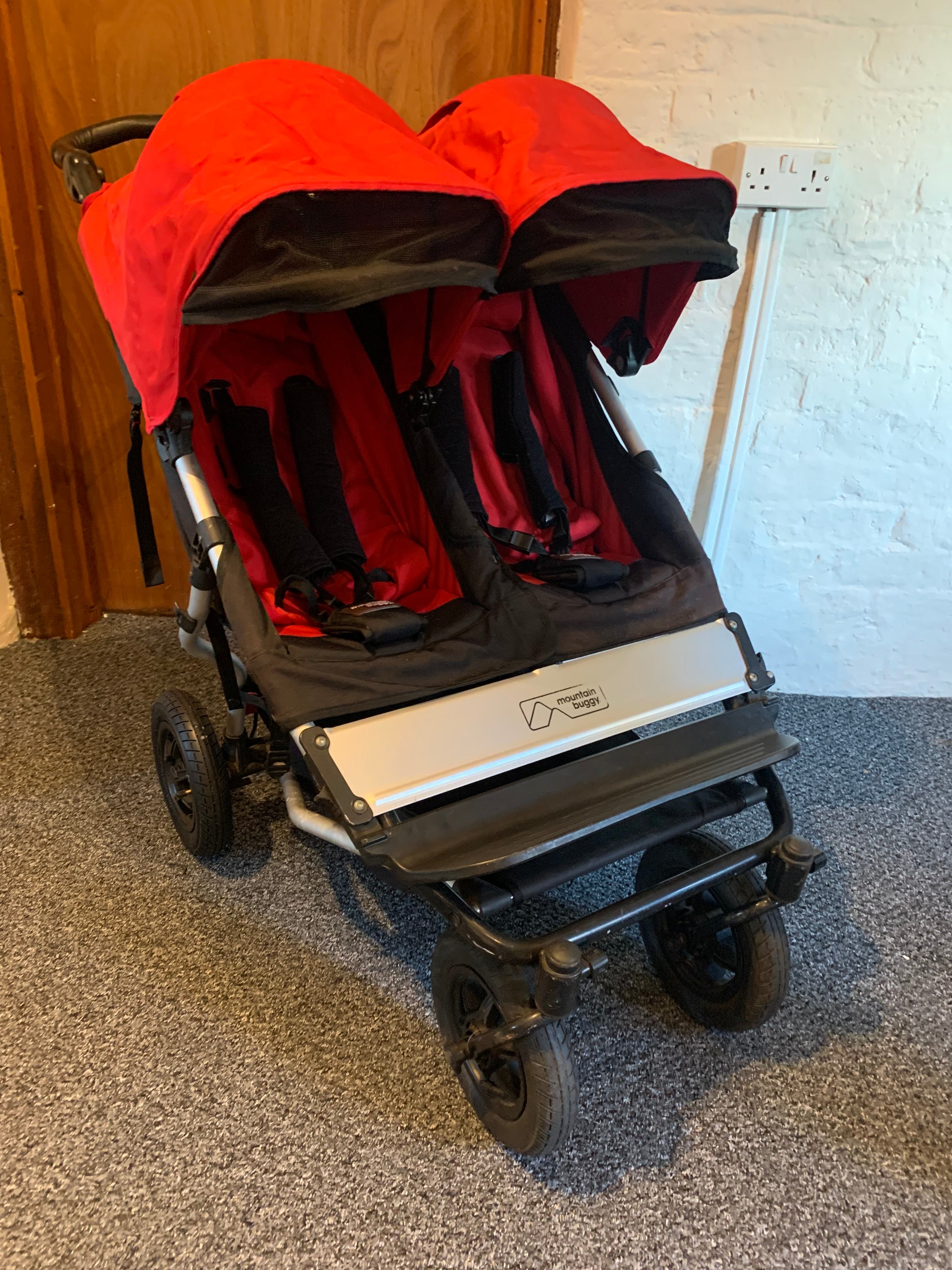 Mountain Buggy Duet V2 Red Double Pram Jogger Used Good Condition Dadthletes