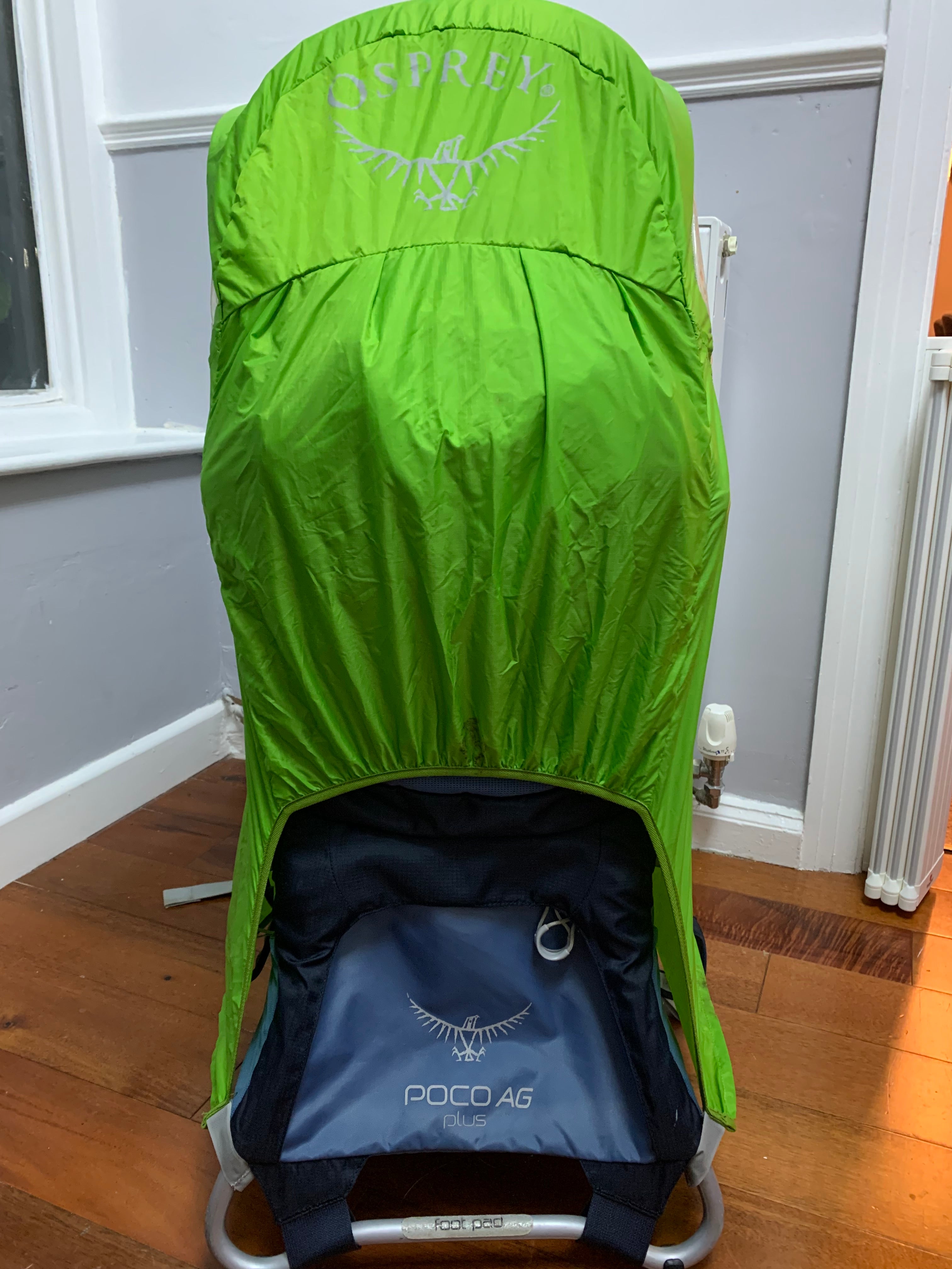 Osprey Poco AG Plus child carrier with Sun Shade and Rain Cover Blue Grey