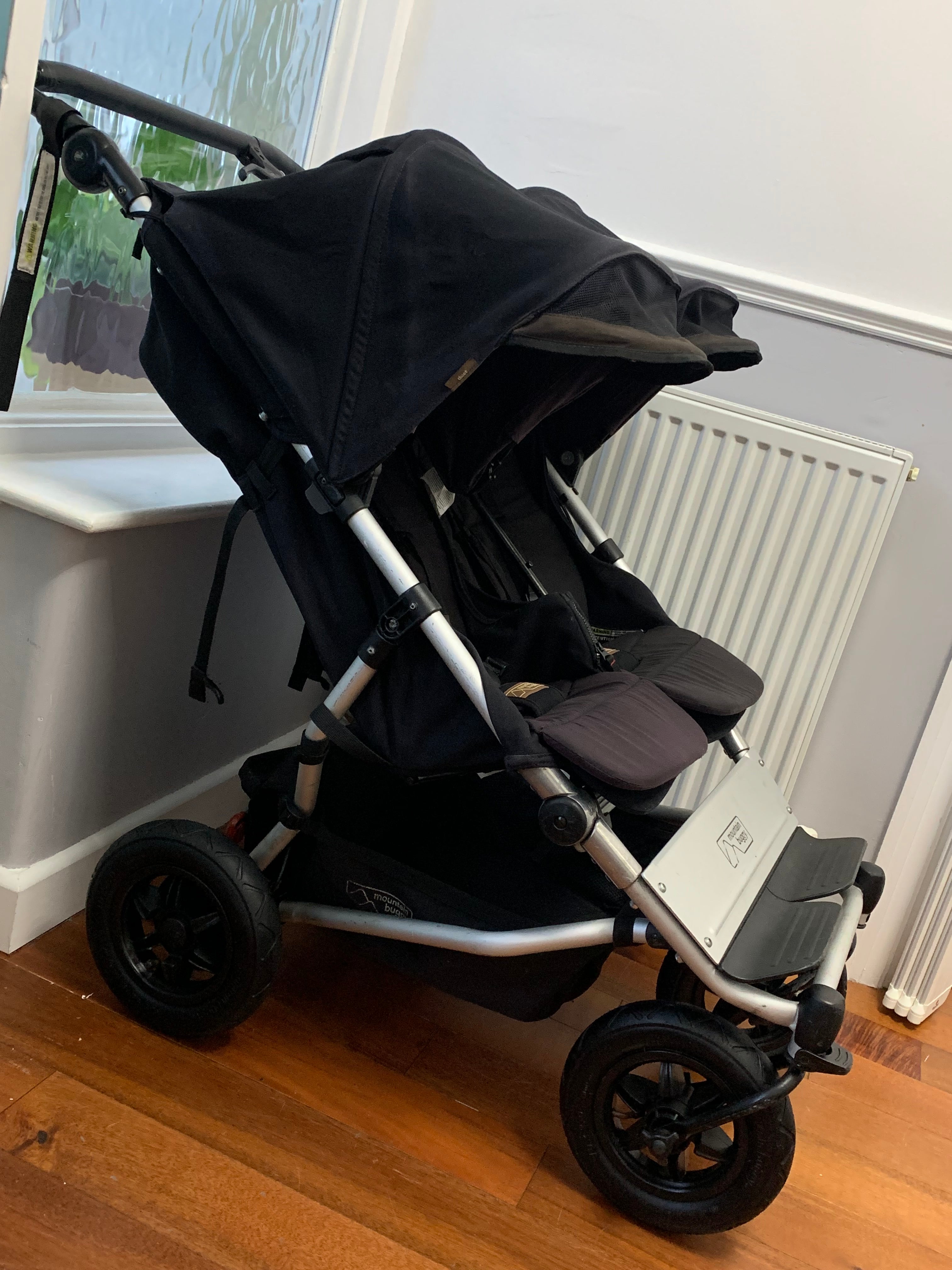 Mountain Buggy Duet V3 Twin Double Jogger Pram - Black, Used, Good Condition