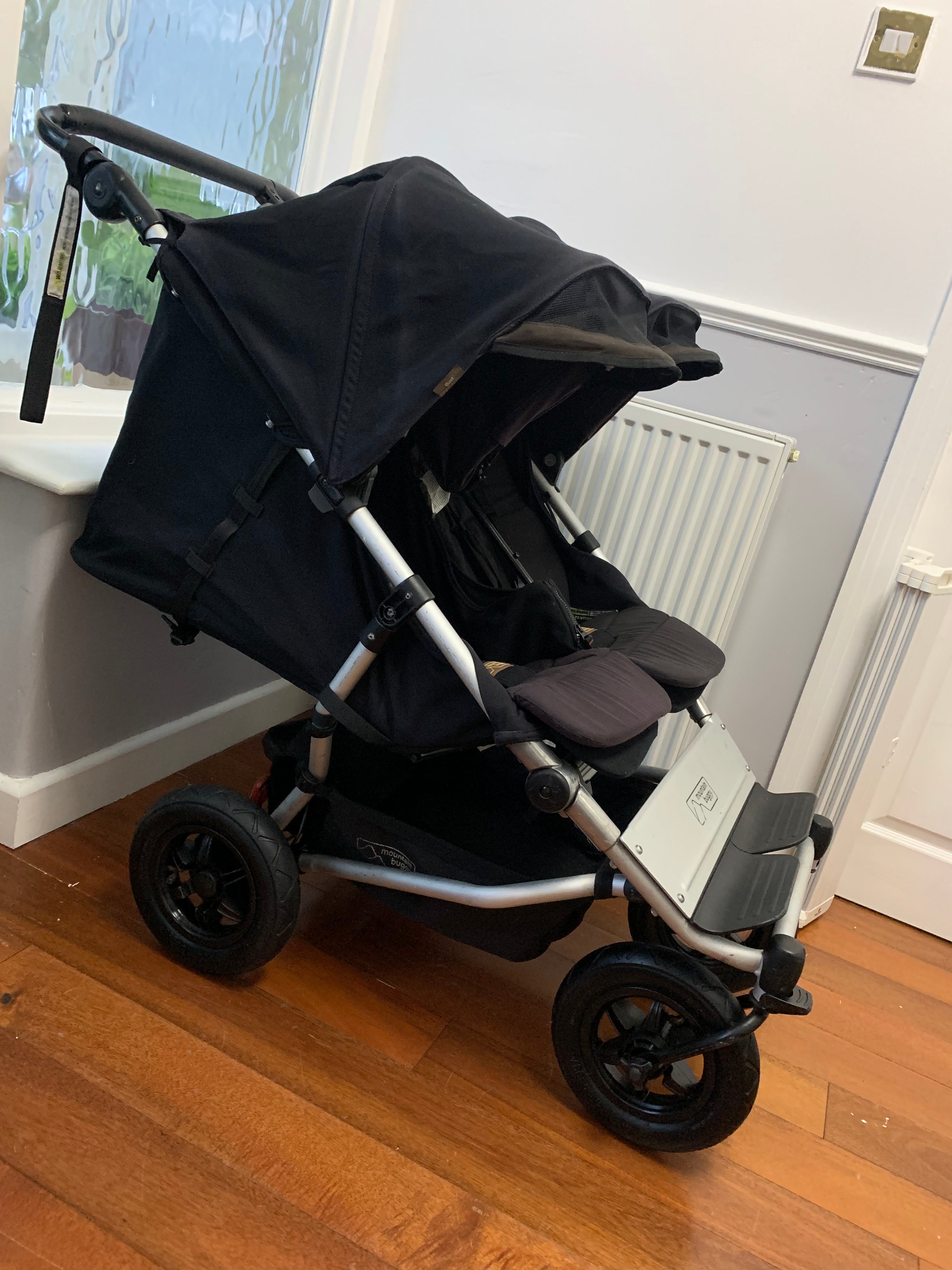 Mountain Buggy Duet V3 Twin Double Jogger Pram - Black, Used, Good Condition