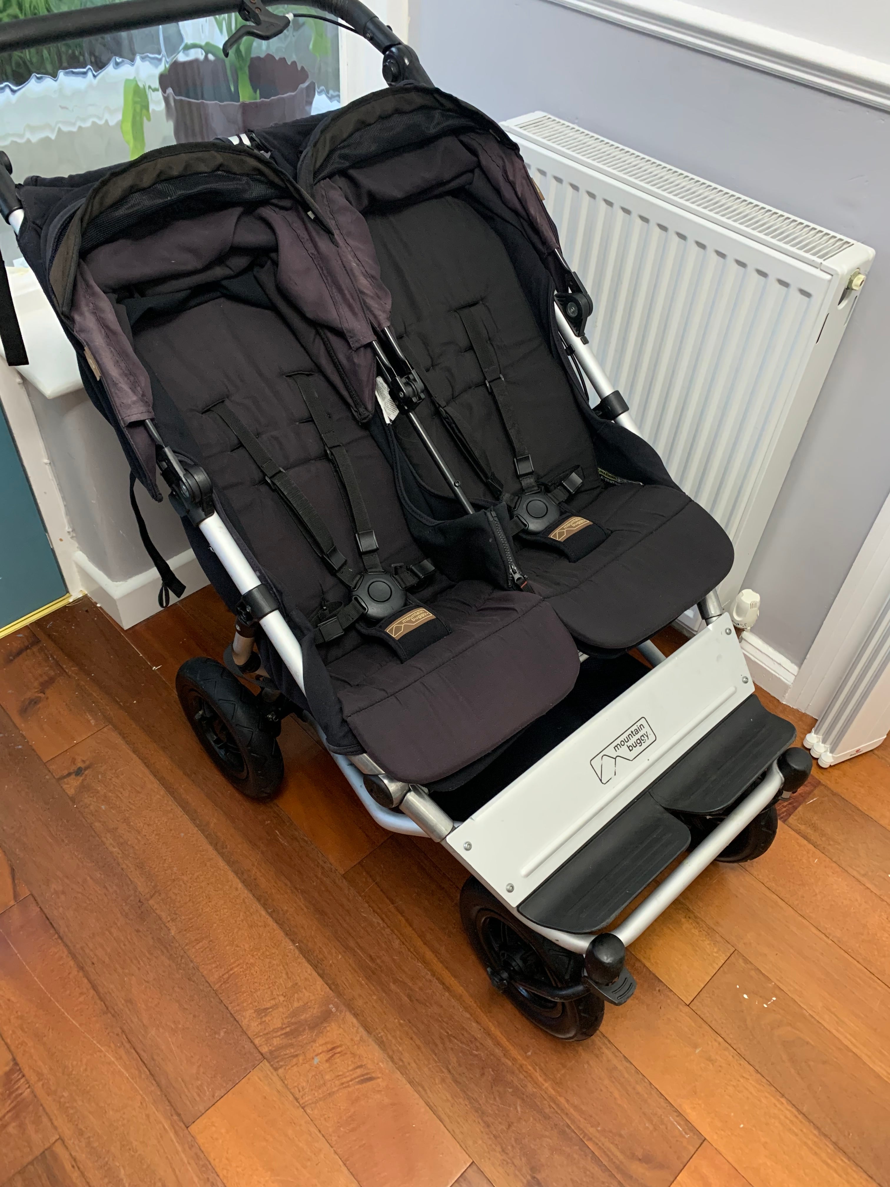 Mountain Buggy Duet V3 Twin Double Jogger Pram - Black, Used, Good Condition