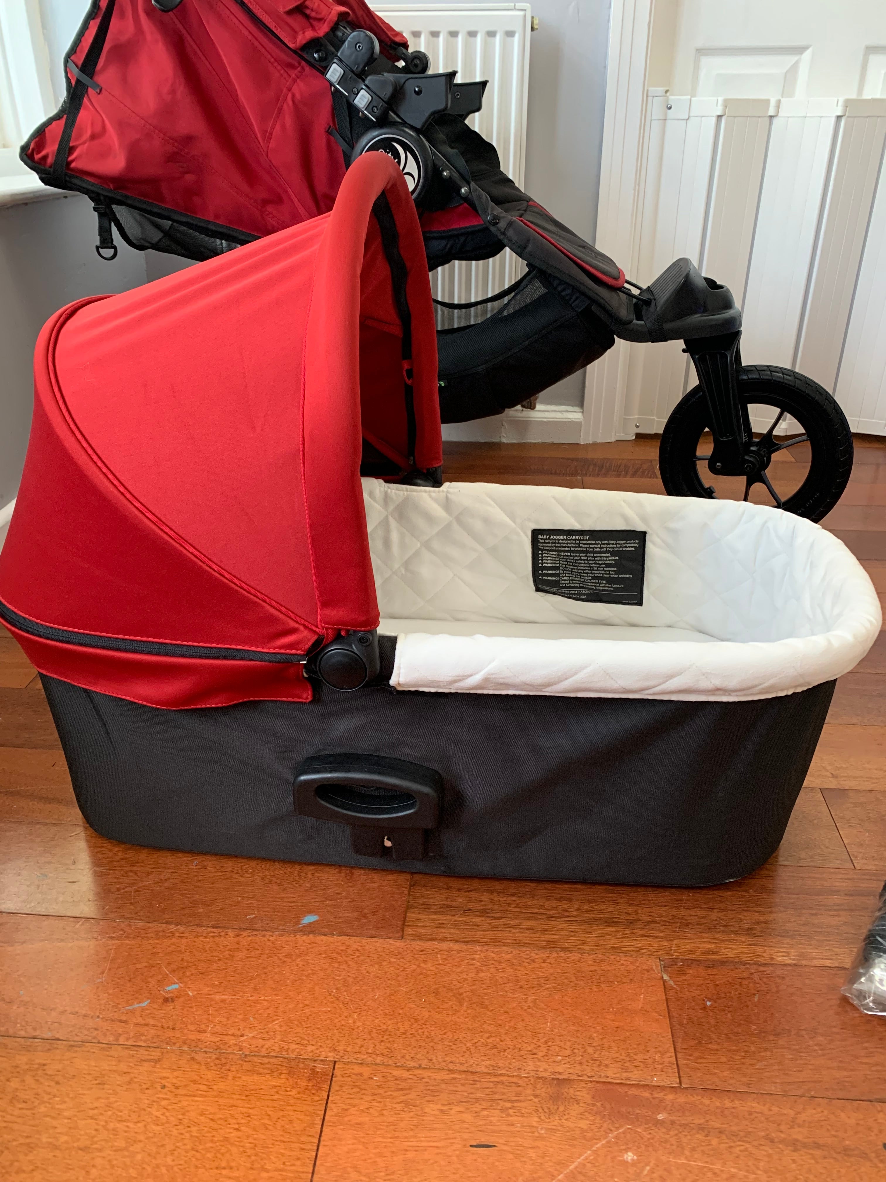 Baby Jogger City Elite All Terrain Buggy Carrycot Red Footmuff In Dadthletes