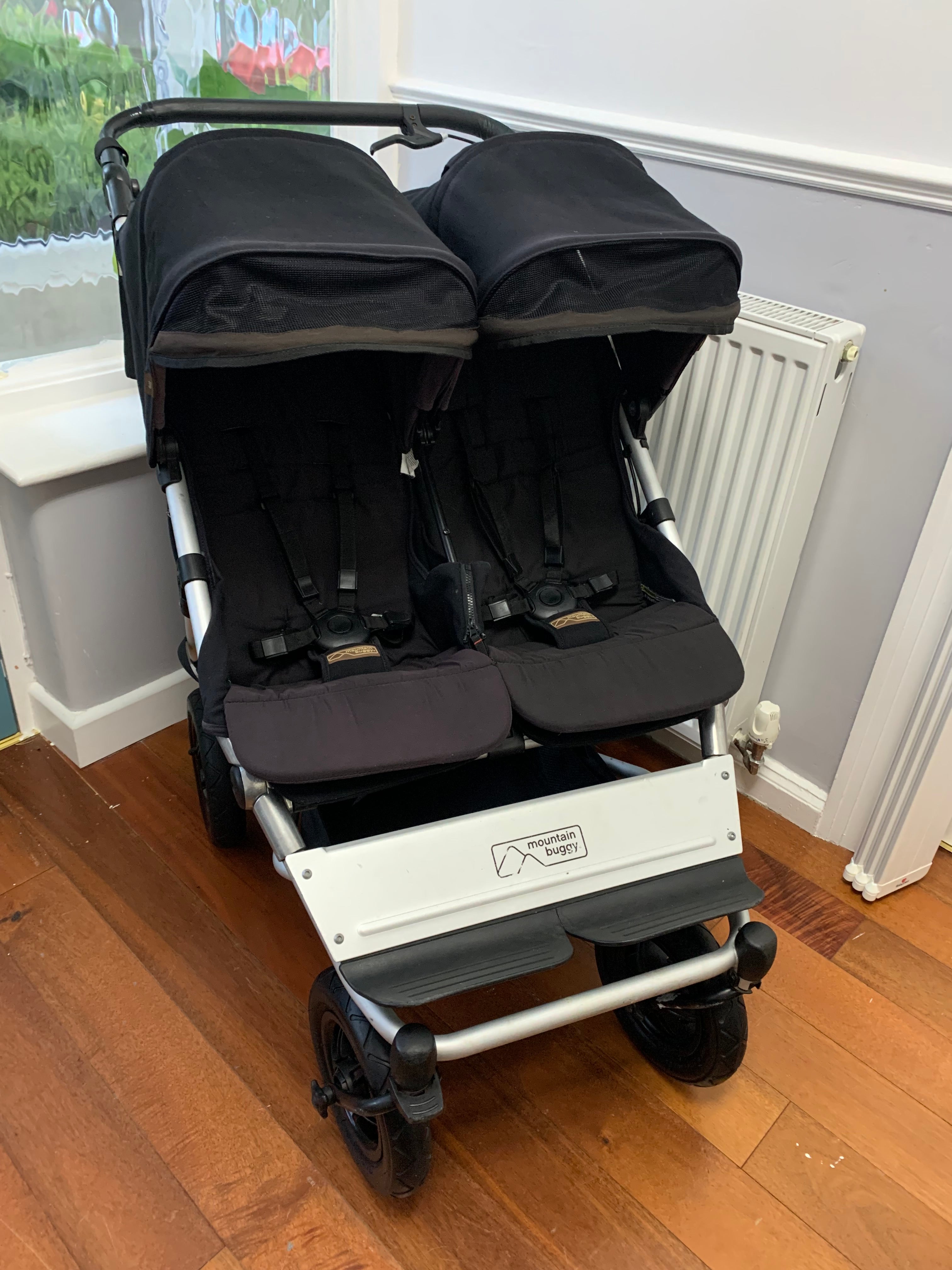 Mountain Buggy Duet V3 Twin Double Jogger Pram - Black, Used, Good Condition